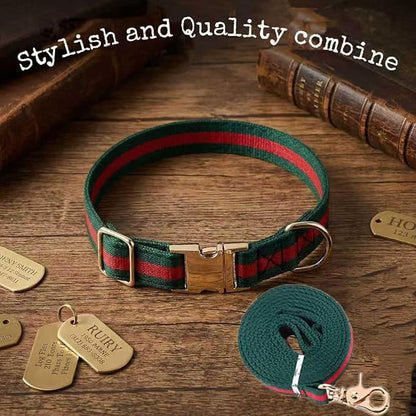 Premium Dog Collar, Cute Dog Collars Luxury Style, Durable Pet Collars and Dog Leash with Metal Buckle Safety for Puppy Small Dogs