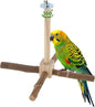 Rotating Bird Perches, Natural Wooden Perch with Chew Toy, Bird Toys for Small & Medium Birds, Small, Natural Wood Color, 1 Set