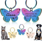 Custom Butterfly Dog Tag - Engraved Personalized Pet ID Tag for Dogs & Cats, Customizable Name, Text, 6 Colors & 3 Sizes, Durable & Cute Pet Collar Charm for Dog Lovers, Pet Mom Dad