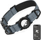 Joytale Airtag Dog Collar, Reflective Pet Collar with Waterproof AirTag Holder, Dual D-Rings, Soft Padded Adjustable for Medium Dogs, Gray, M