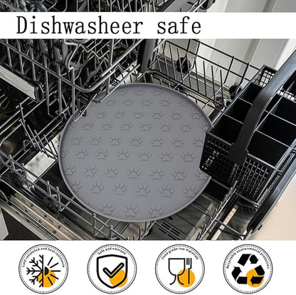 2pcs Silicone pet Food mat, Dog Food and Water mat, Raised Edge Rubber mat for Dog Bowls, Prevents Food and Water from staining Floors, Suitable for Small and Medium Pets，10.6'' (Gray-2pcs)
