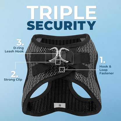Best Pet Supplies - All Weather Mesh/Plush, Reflective, No Pull Harness for Small, Medium Dogs, Cats - Secure with Hook & Loop Fastener, Buckle, Double D-Rings - Gray 2-Tone, XS