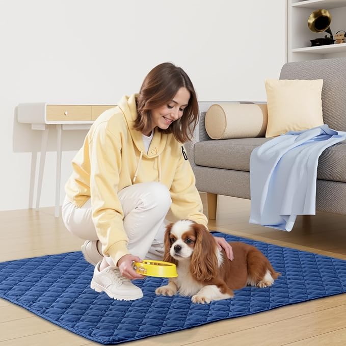 Smiry Waterproof Dog Bed Cover Blanket, Soft Reversible Pet Blanket, Washable Leakproof Cats Dogs Couch Cover for Sofa, Couch, Furniture (30x53 Inch, Navy/Blue)