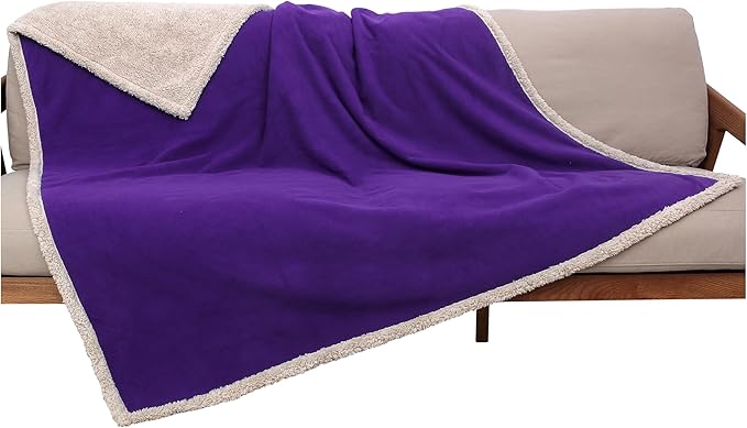 Kritter Planet Waterproof Bed Blanket for Couples, Washable Stain Proof Pad Bed Cover, Reversible Leakproof Furniture Protector, Liquid Proof Blanket for Couch Sofa, 50x60 inch, Queen Size, Purple
