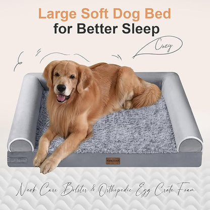 Large Dog Bed Orthopedic Washable: Beds Bolster XL Bed Large Big Dogs Egg Crate Foam Couch Sofa Waterproof with Removable Cover