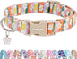 Faygarsle Colorful Floral Dog Collar, Cotton Fabric with Daisy Pattern, Multi-Color Stripes Spring Summer Design for Small Medium Large Dogs S