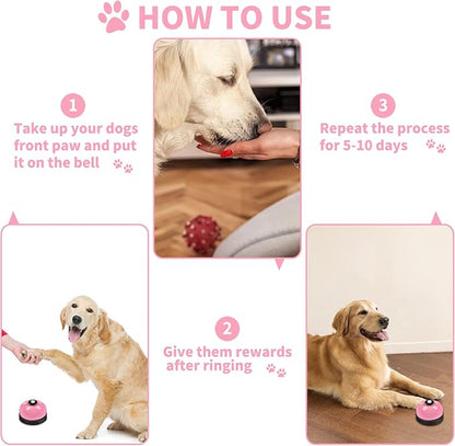 2 Pack Dog Doorbells, Pet Training Bells for Go Outside Potty Training and Communication Device Large Loud Dog Bell Cat Puppy Interactive Toys Adjustable Strap Door Bell (Pink)