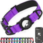 Joytale Airtag Dog Collar, Reflective Pet Collar with Waterproof AirTag Holder, Dual D-Rings, Soft Padded Adjustable for Large Dogs, Purple, L