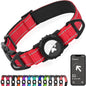 Joytale Airtag Dog Collar, Reflective Pet Collar with Waterproof AirTag Holder, Dual D-Rings, Soft Padded Adjustable for Large Dogs, Red, L