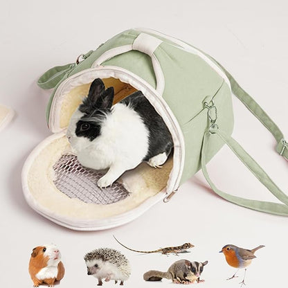 ABLAZEZAI Guinea Pig Carrier, Small Animal Travel Bag, Breathable Outdoor Portable Pouch for Snake Chinchilla Hamster Bird Bunny Hedgehog Sugar Glider Gerbil (Green)