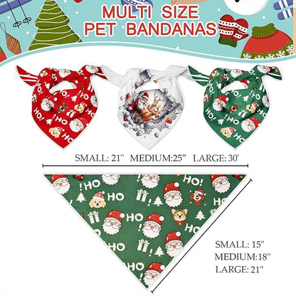Christmas Dog Bandanas Santa Claus Dogs Scarf for Boy and Girl,Reflective Dog Bandana for Night Safety,Adjustable Cat Dogs Triangle Pet Scarves for Small Dogs,Green,S