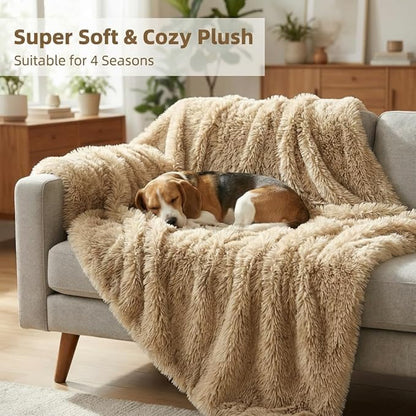 PJYuCien Dog Blankets for Small Dogs Washable - Fluffy Fuzzy Cat Blanket for Couch, Puppy Throw for Furniture with Polyester Fleece, Super Soft Plush for Pet Kitten Doggy, Brown, 16" x 24"