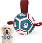 QDAN Small Dog Toys, Puppy Balls, Dog Balls with Straps for Small Breed, Soccer Ball for Dogs, Puppy Toys, Dog Birthday Gift (Blue Red, 3.5 inch)