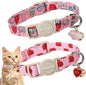 ARING PET 2 Pack Valentine's Day Cat Collars-Cute Heart Cat Collar Breakaway with Bell&Pendant, Adjustable Valentine Kitten Collars with Safety Buckle for Girl and Boy Cats