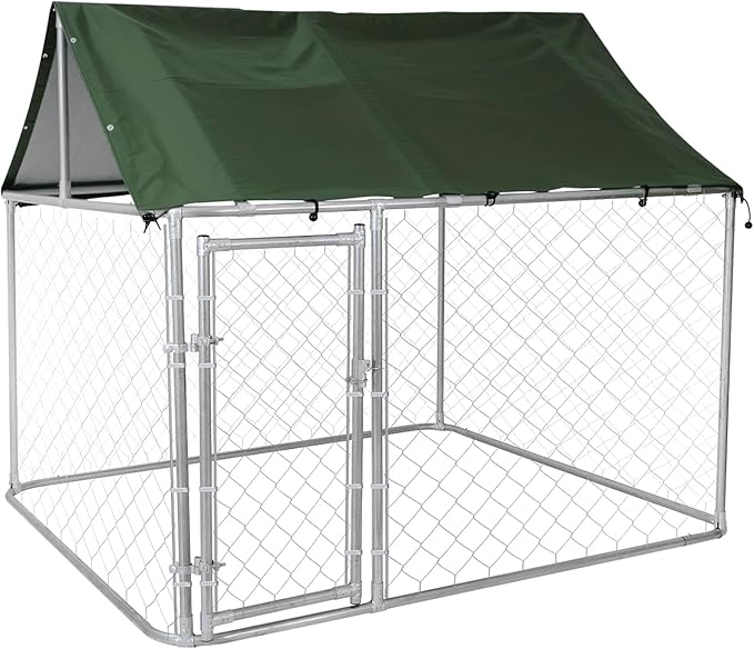 80"x80"x72" Outdoor Dog Kennel for Large Dogs - Heavy Duty Galvanized Steel Enclosure with Waterproof Roof & Secure Safety Lock Large Dog Playpen for Backyard, Weather-Resistant Pet Enclosure