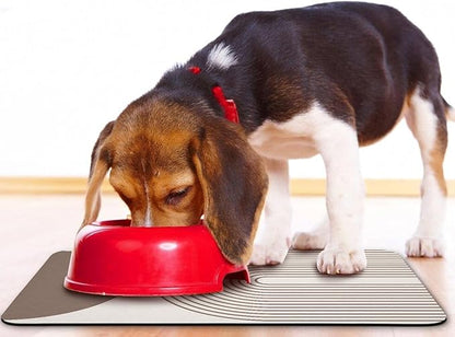 Dog Food Mats for Floors Waterproof, Cat Water Bowl Mats Pet Feeding Absorbent Mat Placemats for Food and Water Brown Bohemia 24 * 32 inch