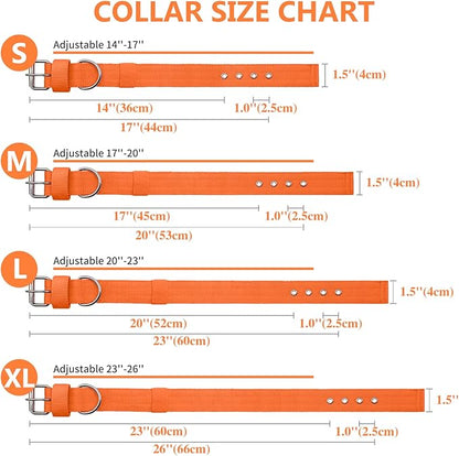Heavy Duty Tactical Dog Collar - 1.5" Width Military Durable Thick Nylon with Adjustable Metal D Ring & Buckle Working Training K9 Collar for Medium Large Dogs (M(17"-20"), Orange)