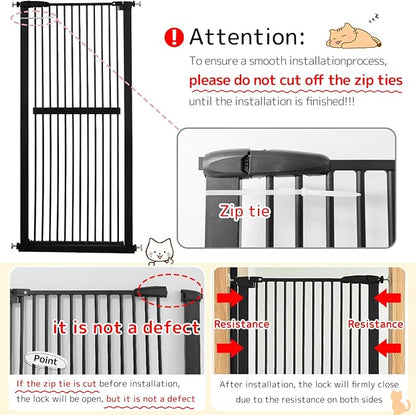 Lumizone Extra Tall Cat Gate 61.02" High Pressure Mounted Extra Wide 38.39"-42.51" (17Sizes) 1.37" Gap No Drilling Auto-Close Tall Pet Gate for Dogs (Black, 38.39"-42.51" W)
