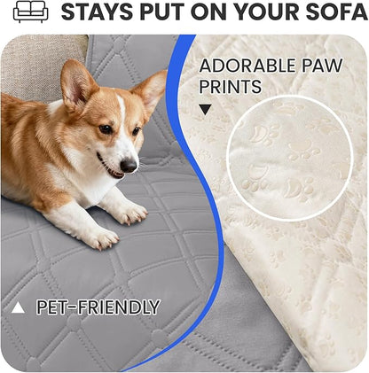 Waterproof Dog Blanket, Non-Slip Soft Pet Bed Cover, Couch Cover for Dogs Washable, Protects Sofa, Furniture, Crate, Car, Tear Resistant Leakproof Pet Blanket (52x82 Inch, Light Grey)