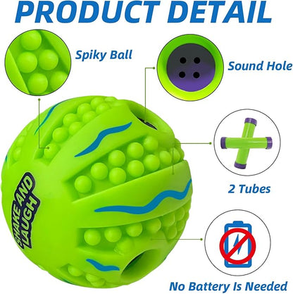 Spiky Interactive Dog Toys Ball, Shaking with Gibbering Sound, for Training, Teeth Cleaning & Herding, Wave, M, 3.46 in (8.8 cm)