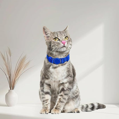 Breakaway Cat Collar with Bell, Safety Buckle Kitten Collar, Elastic Strech Quick Release, Adjustable Lightweight Collars for Girl Boy Cats, Pet Supplies, Accessories, Gifts Dark Blue