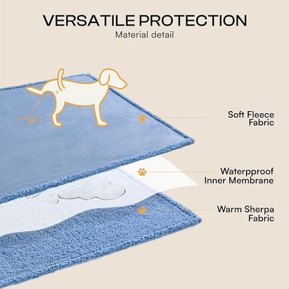 Luciphia Waterproof Pet Blanket, Liquid Pee Proof Dog Blanket for Sofa Bed Couch, Reversible Sherpa Fleece Furniture Protector Cover for Small Medium Large Dogs Cats, Navy Blue Small（40" x 28"）