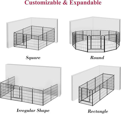 Dog Playpen Dog Fence Outdoor for Yard, 32inch 34 Panels Dog Pens Outside Anti-Rust Pet Playpen Exercise Pen with Lock for Large Medium Small Dogs, Portable Pet Fence for Yard RV Camping