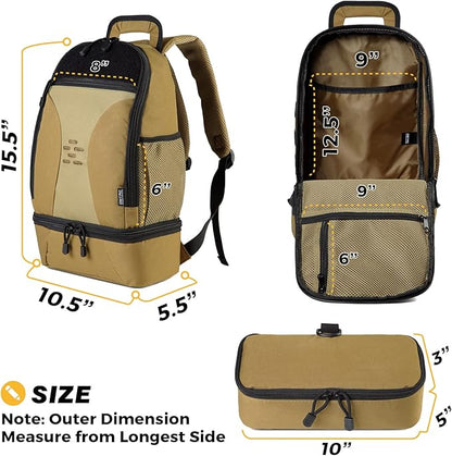 DBTAC Tactical Pet Backpack for Small Dogs & Cats - Compact Travel Bag with Insulated Pocket & 1x Detachable Food Container Included | Outdoor Hiking, Road Trip, Airplane Approved (Brown)