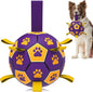 QDAN Dog Ropes Toys, Soccer Ball with Straps, Interactive Dog Toys for Tug of War, Dog Water Toy, Durable Balls for Medium Large Dogs（8 Inch）