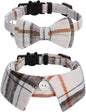 Faleela 2 Pack/Set Cat Collar with Cute Bow Tie and Bell,Breakaway Plaid Shirt Collar for Kitty Adjustable Safety