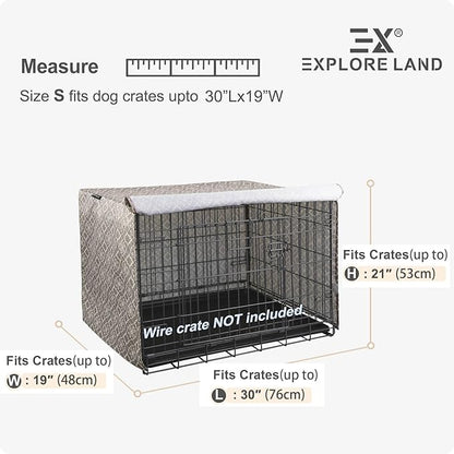 Explore Land Pattern Dog Crate Cover for 30 Inches Wire Cage, Heavy-Duty Polyester 1 2 3 Doors Standard Metal Pet Kennel Enclosure (Vintage Violet)