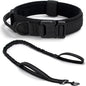 Tactical Dog Collar Set, Adjustable Military Training Nylon Dog Collar with Control Handle and Heavy Quick-Release Metal Buckle for Small Medium Large Dogs, Black Set XXL