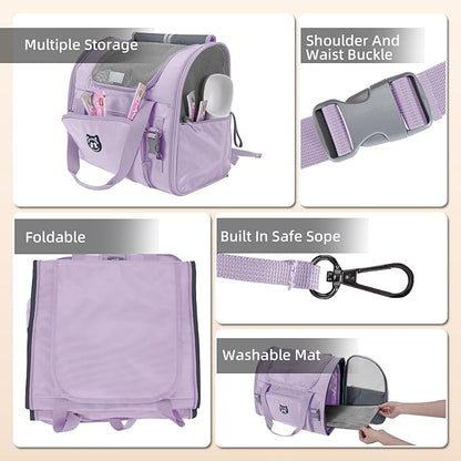 Lollimeow Expandable Cat Carrier Backpack for Large Cats - Airline Approved Pet Carrier Backpack for Small Dogs, Hiking & Travel, Waterproof with Breathable Mesh, 22lbs Capacity (Lavender, Large)