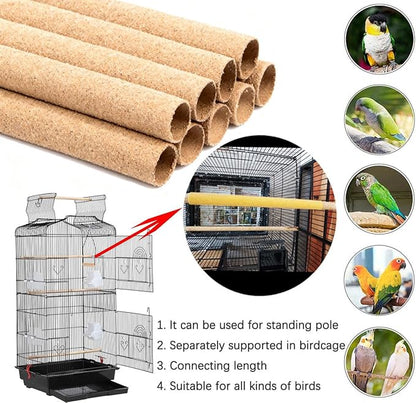 12-Pack Large Sanded Perch Covers for Parakeets,3/4" Diameter | Bird Accessories | Pet Bird Supplies | Bird Perches for Cage Parrotlets, Canaries and Other Small Birds (12pcs Large 10" L x 3/4" D)