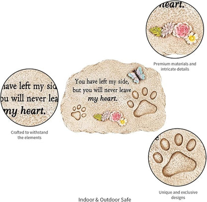 Evergreen Pet Memorial Stones | You Will Never Leave My Heart | 11.5 inches Wide | Remembrance Décor for Homes, Lawn and Garden Gift | Loss of Dog or Cat | Outdoor or Indoor