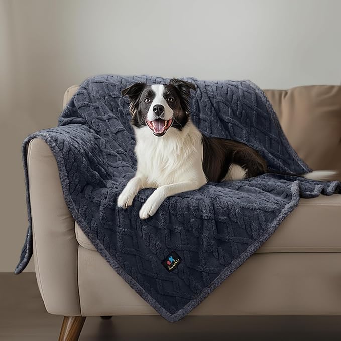 Luciphia Waterproof Pet Blanket, Liquid Pee Proof Dog Blankets for Sofa Bed Couch, Reversible Sherpa Fleece Furniture Protector Cover for Small Medium Large Dogs Cats,Dark Grey Small（40" x 28"）
