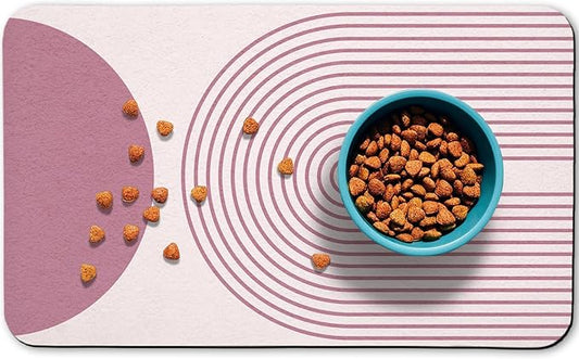 Dog Food Mats for Floors Waterproof, Cat Water Bowl Mats Pet Feeding Absorbent Mat Placemats for Food and Water Pink Bohemia 12 * 20 inch