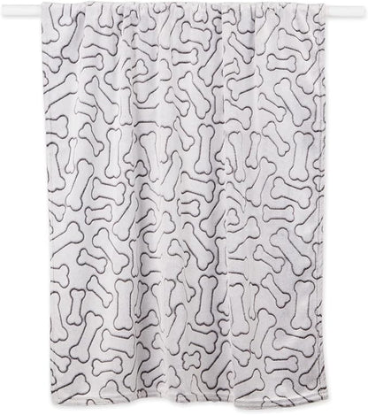 Bone Dry Embossed Bone Collection, Pet Blanket, 36x48, Black