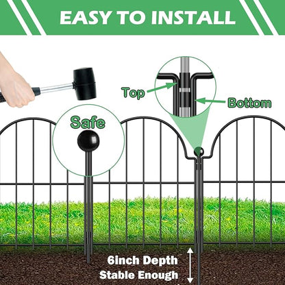 Garden Fence, 17 in(H) x 21 ft(L) Arched Rustproof Metal No Dig Fence Garden Fence Border, Ground Stake Animal Barrier Fence for Rabbit Dog, Outdoor Landscape Decor for Yard & Patio,19 Pack