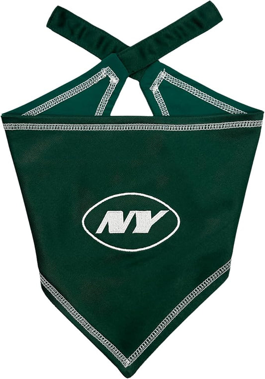 Pets First NFL New York Jets TIE Bandana, Size Large/X-Large. Dog Bandana Scarf Bib for Pet Cat Dog. The Ultimate Game-Day, Party Bandana