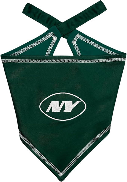 Pets First NFL New York Jets TIE Bandana, Size Small/Medium. Dog Bandana Scarf Bib for Pet Cat Dog. The Ultimate Game-Day, Party Bandana