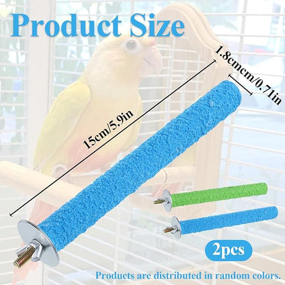 Parakeet Bird Perches for Cage, 2Pcs Wood Parrot Stand Cage Accessories Colorful Natural Wooden Stick Paw Grinding Rough-surfaced Chew for Parakeet Cockatiel Conure Budgies Lovebird (Random Color)