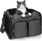 Dog, Cat Carrier for Pets Up to 15 Lbs, Airline Approved Collapsible Soft-Sided Pet Travel Bag with Locking Zippers, Breathable Mesh and 4 Large Pockets, Removable Fleece Pad (Dark Grey)