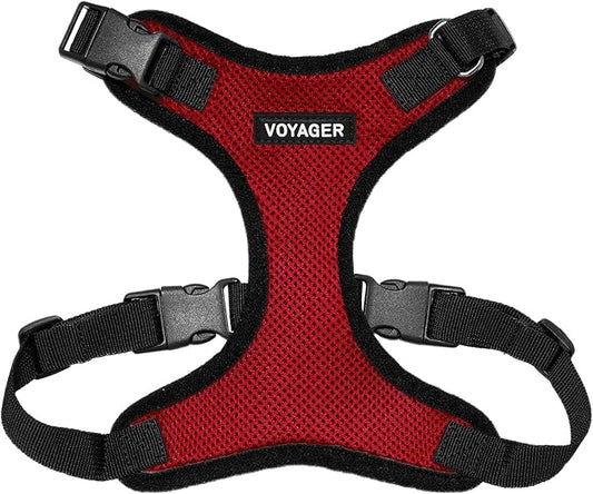 Voyager Step-in Pet Harness - All Weather Mesh, Adjustable Step in Harness for Cats and Dogs by Best Pet Supplies - Red/Black Trim, XS