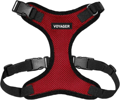 Voyager Step-in Pet Harness - All Weather Mesh, Adjustable Step in Harness for Cats and Dogs by Best Pet Supplies - Red/Black Trim, S
