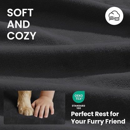 OhGeni Orthopedic Waterproof Dog Bed for Medium Large Dogs, Machine-Washable Removable Cover in Easy-Clean Fabric, High Density Foam & Easy-Carry Handle, Suitable for Crate, 35 inch (Black)