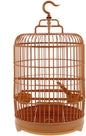 VILLCASE Round Bird Cage for Small Birds, 9.8" X 17.6 “ Plastic Travel Carrier for Parakeets Budgies Finches, Vintage Hanging Style Birdcage Prop with Feeder Cups for Vet Visits & Decor Snap-Fit