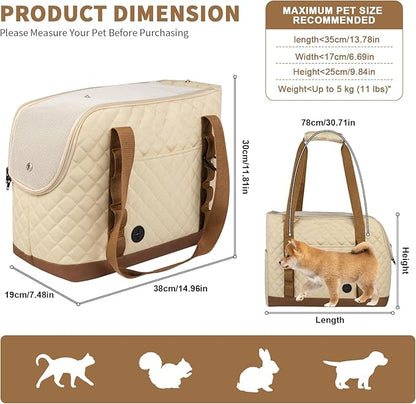 Dog Purse Carrier for Small Dogs, Soft Sided Pet Carrier with Pockets, Foldable Dog Carrier Purse for Puppy, Rabbit, Cat, Washable Breathable Pet Carrier, Dog Carrier Bag for Outdoor Shopping Travel