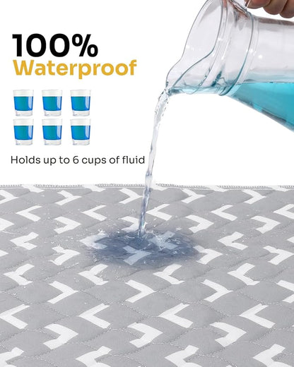 Non-Slip Bed Pads for Incontinence Washable (34" x 36"|2 Pack), Waterproof Bed Pads, Bed Wetting Pads for Bed, Sofa, Floor, Resuable Underpads for Adults, Seniors, Pet