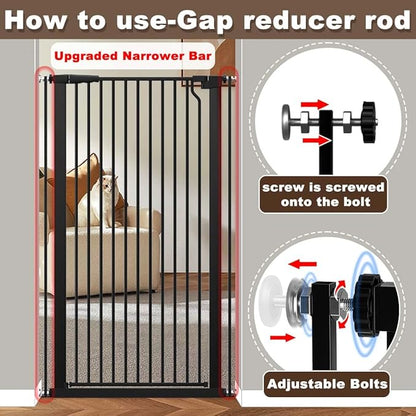 Fairy Baby 51.18" Extra Tall Cat Gate for Doorway, 29.5"-40.5" Extra Wide Pet Gate Dog Barrier Indoor for Cats Dogs, Kid Puppy Dog Gate No Jumping Over & No Climb, Metal Child Safety Proof Gate, Black